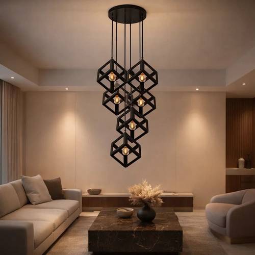 ثريا مودرن 6 مكعبات اسود 6 لمبة E27