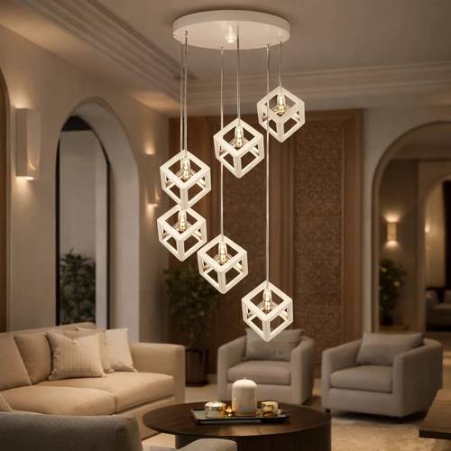 ثريا مودرن 6 مكعبات ابيض 6 لمبة E27