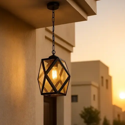 معلقة فانوس خارجية أسود لمبة E27