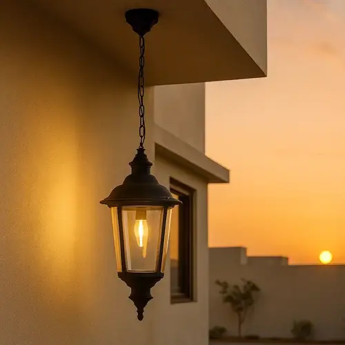 علاقي فانوس خارجي اسود لمبة E27