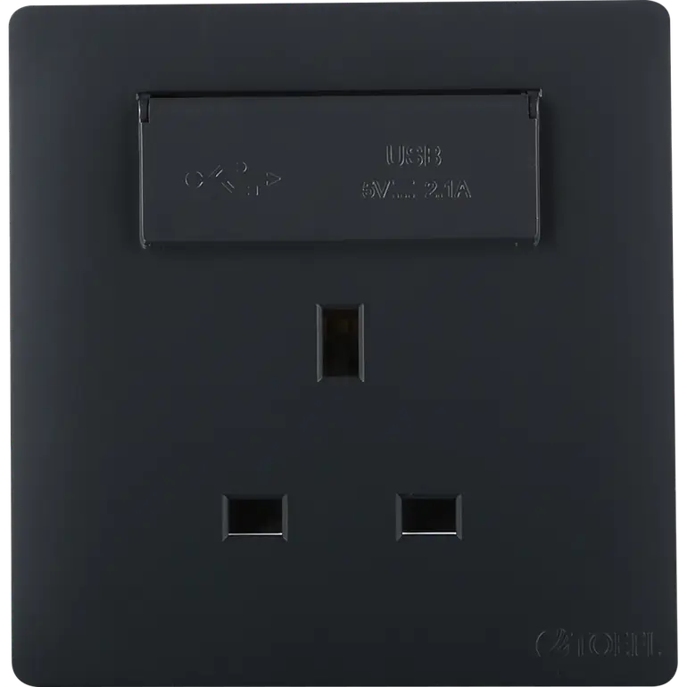 فيش ثلاثى + usb توفل اسود