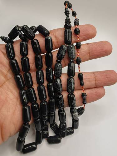 Luxury Black American Plug Bakelite Misbaha Pine Shape 47 Beads 34g – Al Asimah Craftsmanship