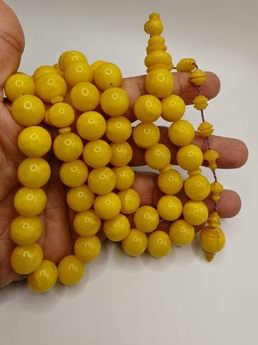 Luxury Mustard Yellow Old Pressed American Plug Bakelite Misbaha Round Shape 51 Beads 80g – Ahmed Al Saidi Craftsmanship