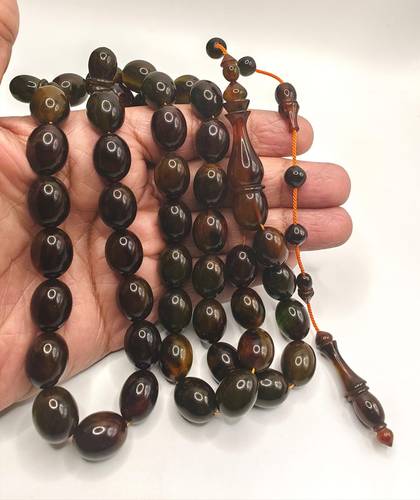 New Cast Faturan Misbaha Brown Olive Multi Color Pigeon Egg 45 Beads