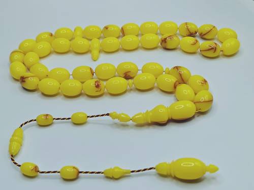 Luxury Cracked German Rod Bakelite Misbaha Potato Color Pigeon Egg Shape 41 Beads 64g – Al Desouki Craftsmanship
