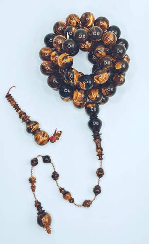 Luxury Old Pressed American Plug Bakelite Misbaha Round Shape 57 Beads 60.5g