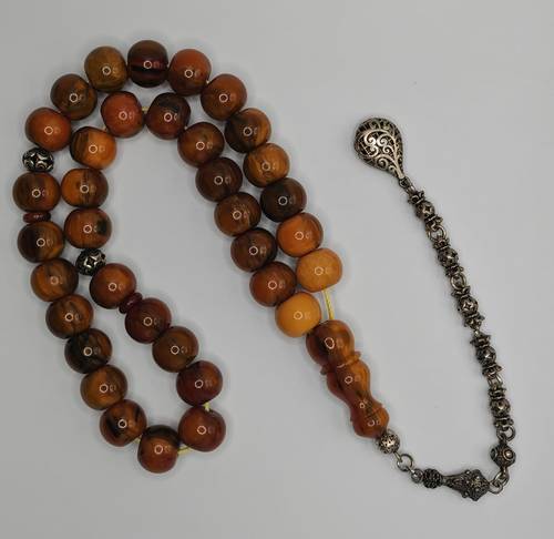 Luxury German Akrouki Bakelite Misbaha Inflated Dhurwi Tawayer Shape 35 Beads 96.5g  