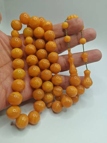 Luxury Carva Craft Desk-Style Bakelite Misbaha with Round Beads by Ali Behzad
