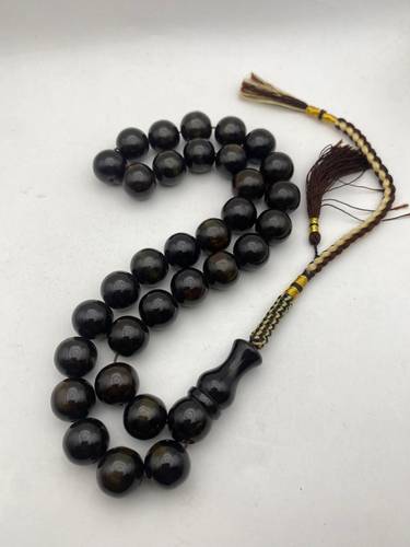 Luxury Black Vintage Muski Sak Bakelite Misbaha Round Shape 33 Beads 54g – Vintage Crafted