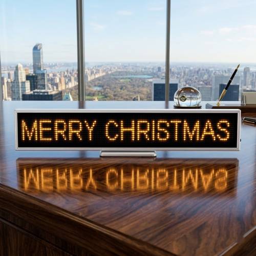 Professional Desktop LED Scrolling Sign - Silver Premium Display