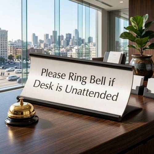 Curved Matte Black Desk Sign - 24x8 cm
