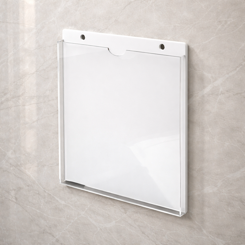 A4 Wall-Mounted Clear Acrylic Sign Holder - White Base