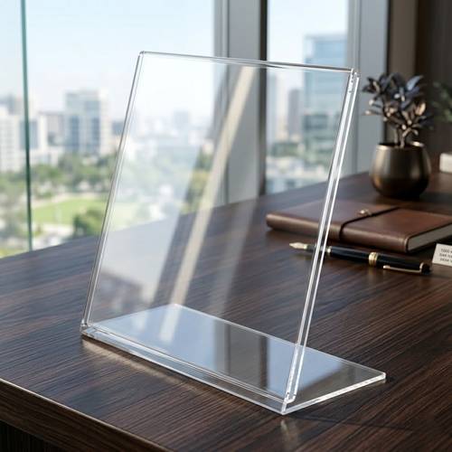 A4 Acrylic Sign Holder - Clear Tabletop Display Stand for Menus & Signs
