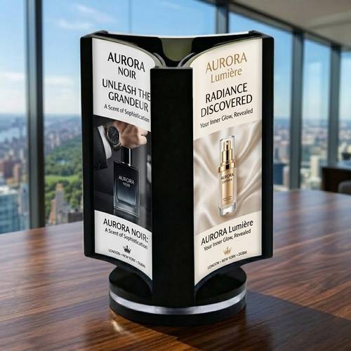 Rotating display ACRYLIC three face Stand