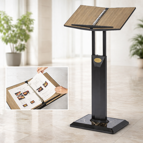 Premium Adjustable Menu Stand - Elegant Wooden Display Stand