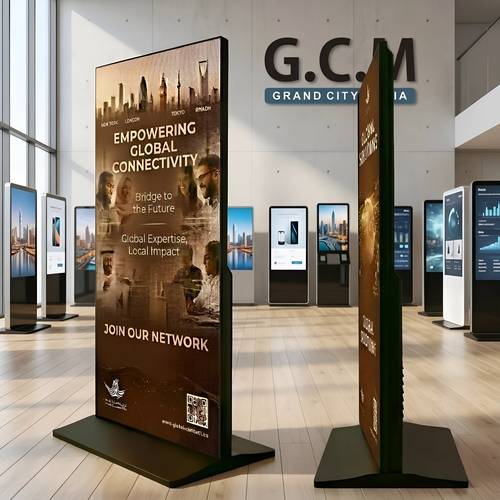 75-inch floor-standing LCD advertising display.
