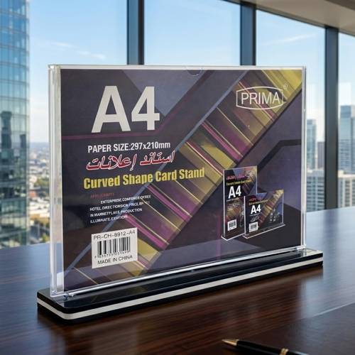 Prima A4 Double-Sided Acrylic Sign Holder | Black Base