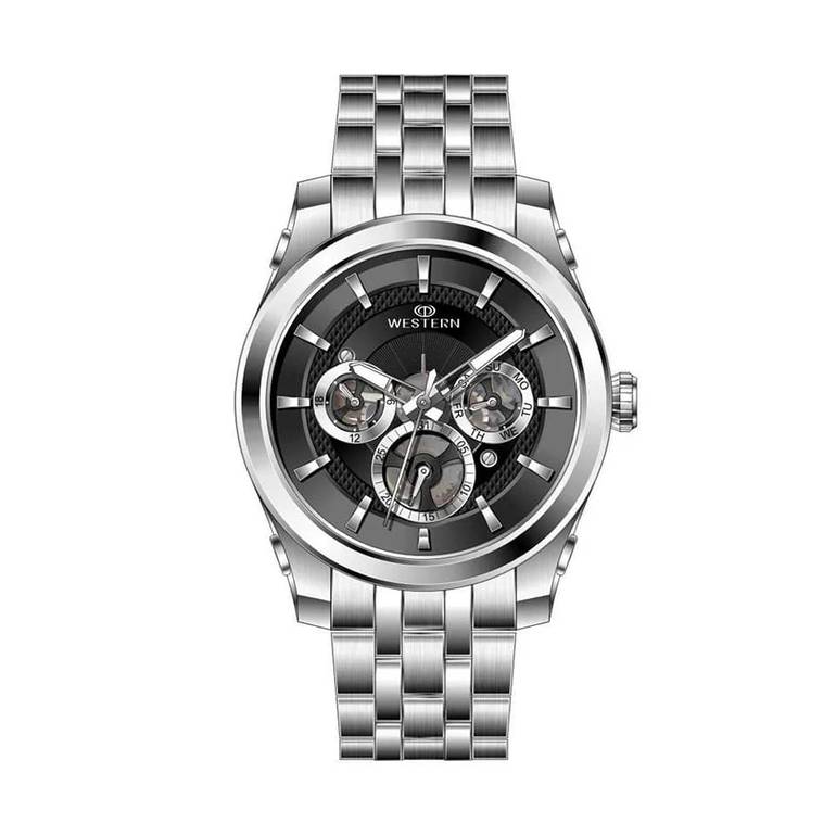 WESTERN W1829GST010C Â€“ MENÂ€™S ELEGANT SILVER WATCH WITH WHITE DIAL