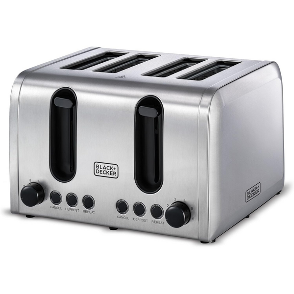 Black & Decker 2100W 4-Slice Stainless Steel Toaster,