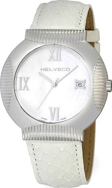HELVECO H23641YR Â€“ SWISS SILVER DIAL WATCH WITH WHITE LEATHER STRAP