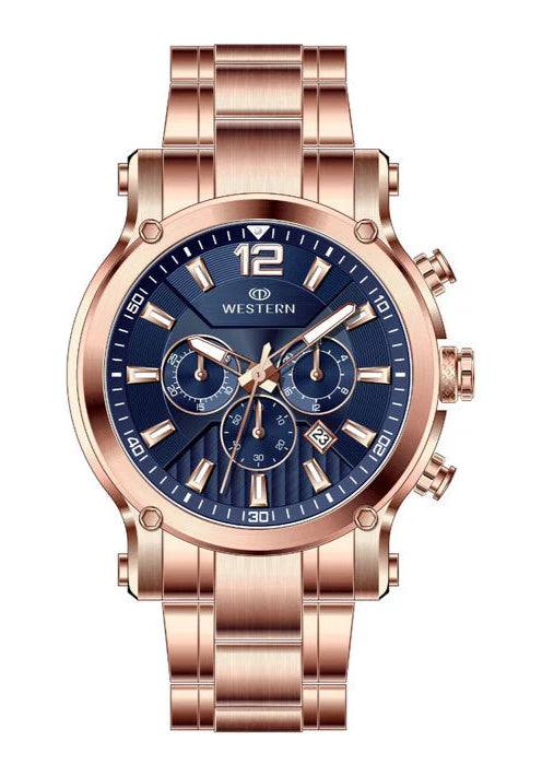 WESTERN W8837GPP070D Â€“ CHRONOGRAPH MENÂ€™S ROSE GOLD WATCH WITH BLACK DIAL
