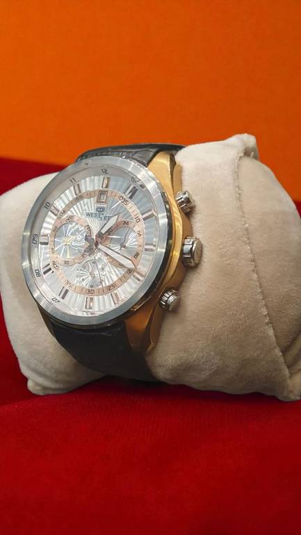 WESTERN W8759GPS010F Â€“ MENÂ€™S CHRONOGRAPH WATCH WITH SILVER DIAL AND BLACK STRAP