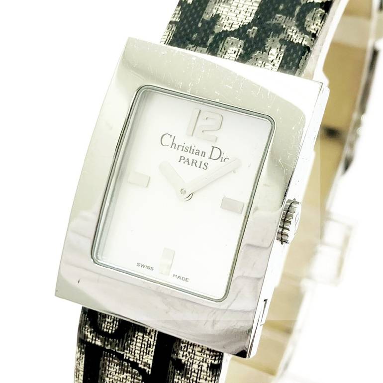 CHRISTIAN DIOR SILVER STAINLESS STEEL LEATHER MALICE WOMEN'S WRISTWATCH D78-109