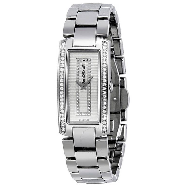 RAYMOND WEIL SHINE DIAMOND IVORY DIAL STAINLESS STEEL WITH BROWN STRAP LADIES WATCH - 1500-ST1-42001