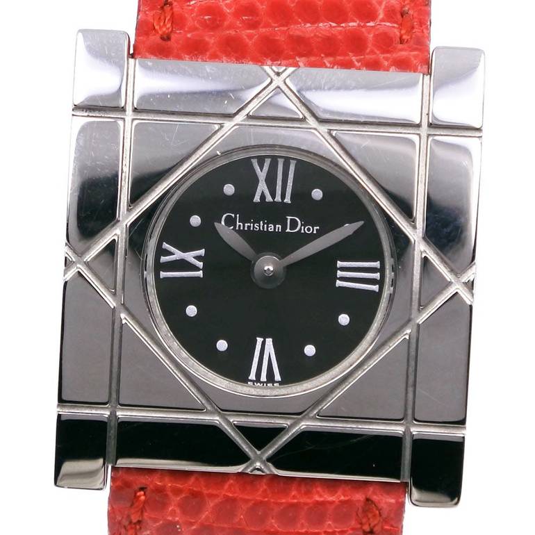 CHRISTIAN DIOR COOL CARRÃ© D82-100 SS QUARTZ ANALOG BLACK DIAL LADIES WATCH