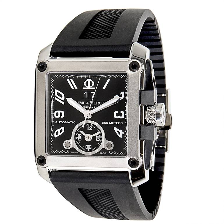 BAUME & MERCIER MEN'S MOA08749 HAMPTON BLACK RUBBER WATCH