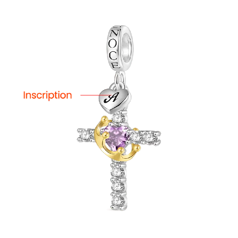Gnoce Gold Crown of Thorns Nail Cross Pendant Dangle Charm