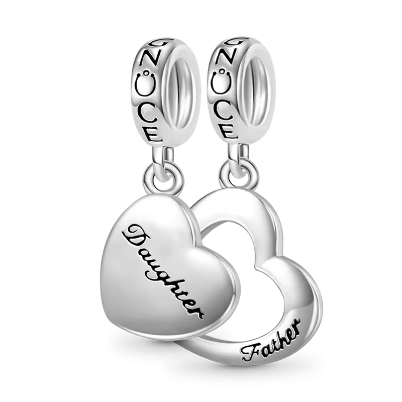 Gnoce Father & Daughter Heart Pendant Dangle Charm