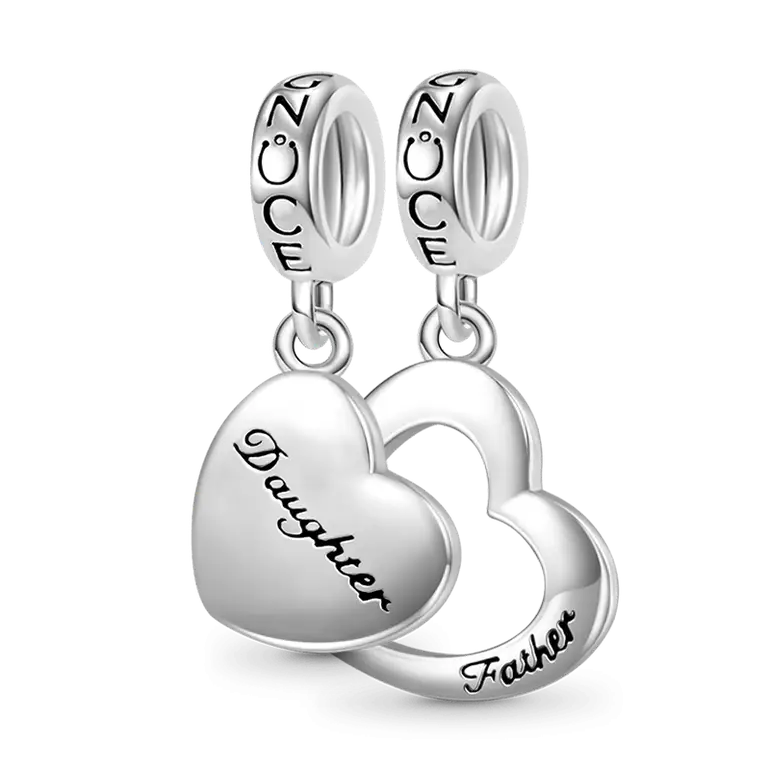 Gnoce Father & Daughter Heart Pendant Dangle Charm