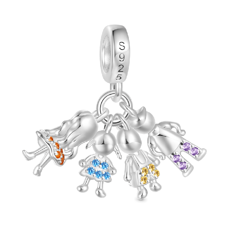 Gnoce Mother's Day Idea Family Portrait Birthstone Pendant Dangle Charm