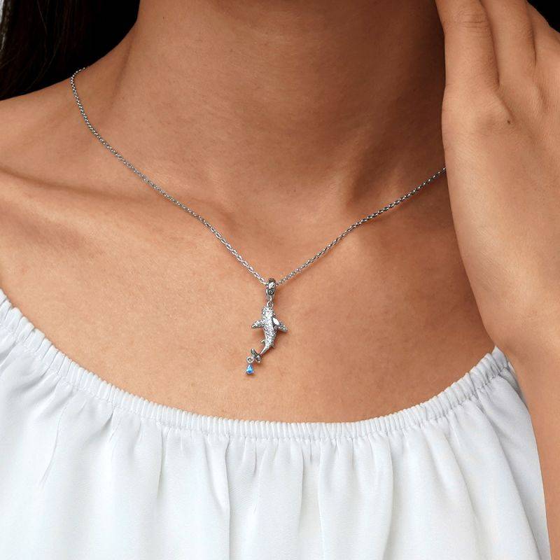 Gnoce Sparkling Shark Pendant Dangle Charm
