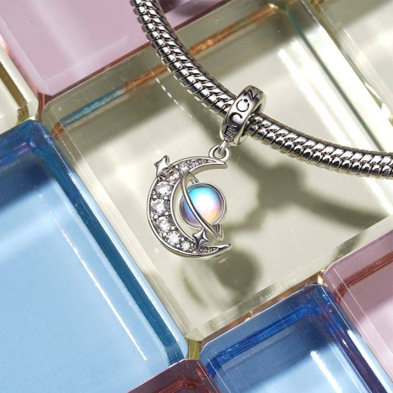 Gnoce Galaxy Crescent Moon Pendant Dangle Charm