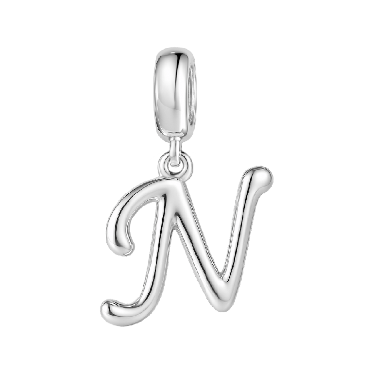 Letter N 925 Sterling Silver Dangling Charm Great for Bracelets Necklaces