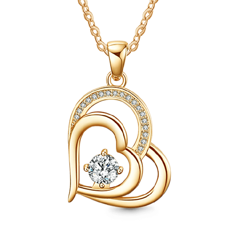 Gnoce Simple Double Love Heart Birthstone Necklaces