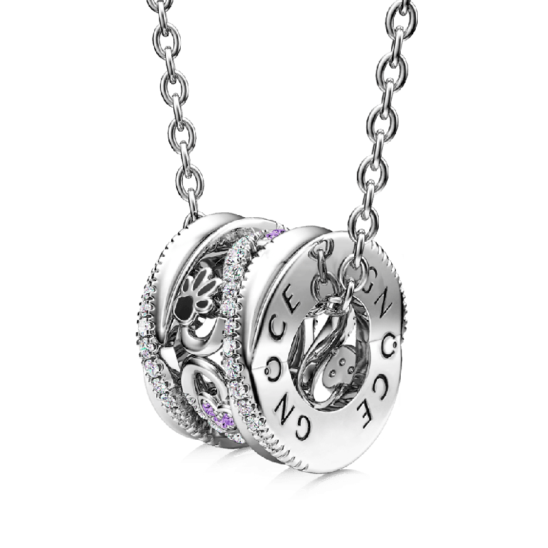 Gnoce Paws & Love Heart Twisted Drum Pendant Necklaces