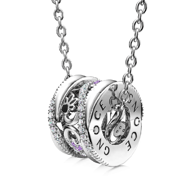 Gnoce Paws & Love Heart Twisted Drum Pendant Necklaces