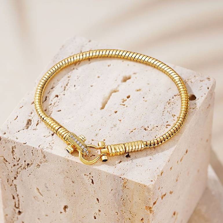 Gnoce Foldover Buckle Basic Snake Chain Bracelets