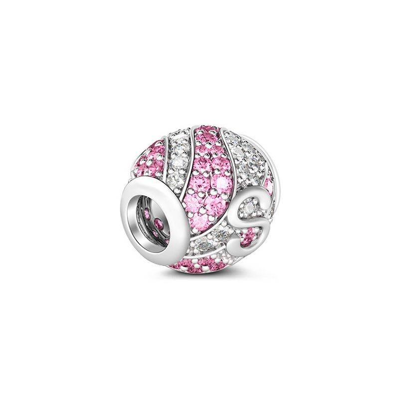 Letter S Charm with Aquamarine & Clear CZ 925 Sterling Silver