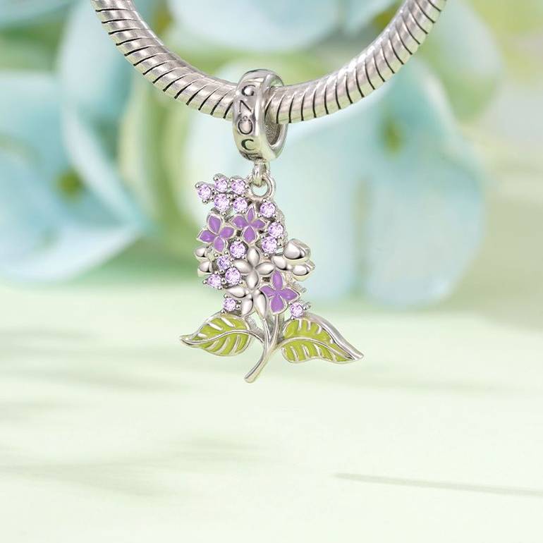 Gnoce Purple Lilac Flower Pendant Dangle Charm