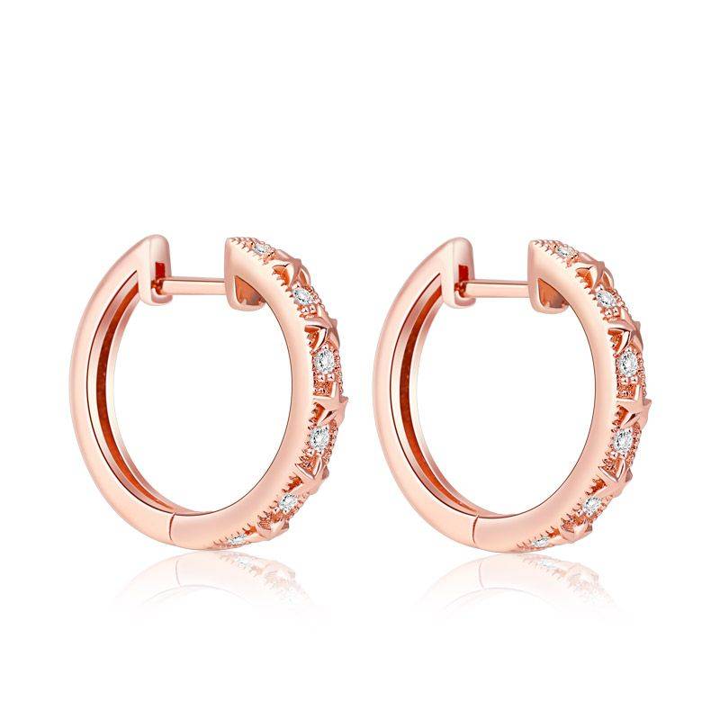 Star Hoop Earrings Rose Gold Plated 925 Sterling Silver