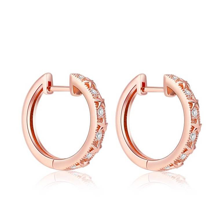 Star Hoop Earrings Rose Gold Plated 925 Sterling Silver