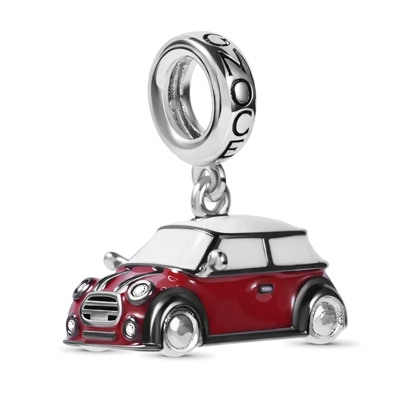 Red Vintage Car Pendant Dangle Charm Sterling Silver