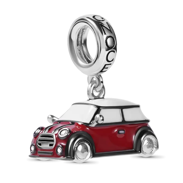 Red Vintage Car Pendant Dangle Charm Sterling Silver