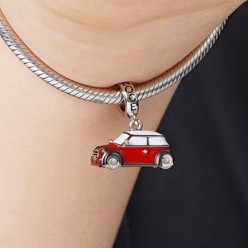 Red Vintage Car Pendant Dangle Charm Sterling Silver