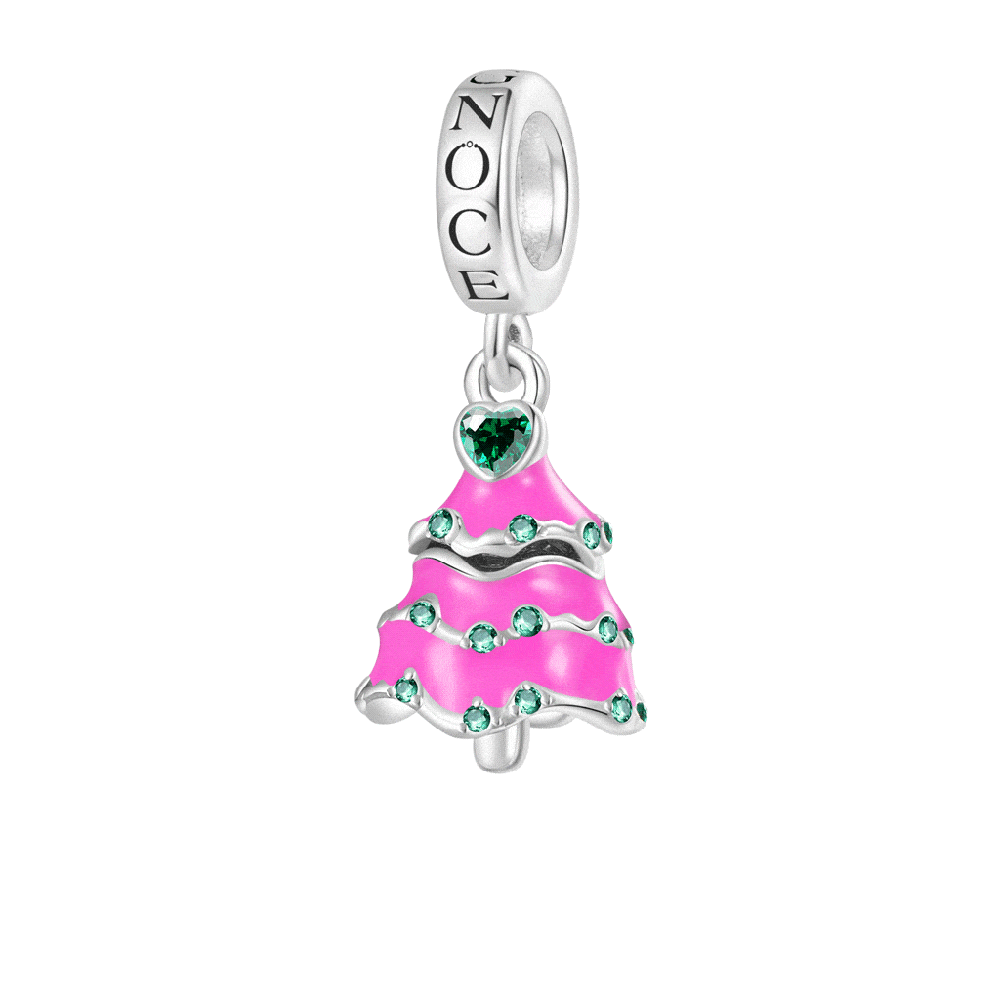 Gnoce Openable Surprise Christmas Pink Tree Pendant Dangle Charm