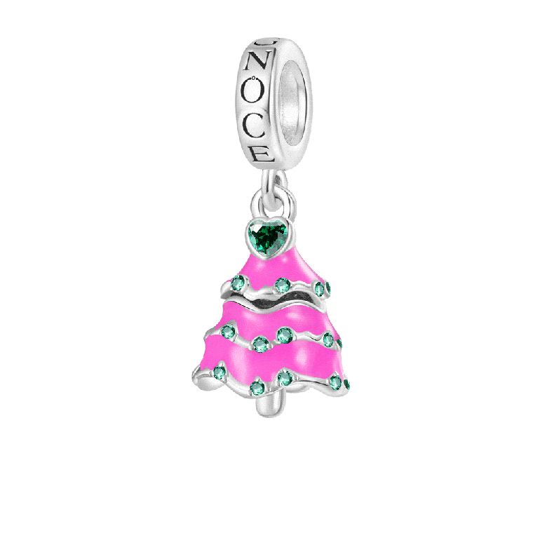 Gnoce Openable Surprise Christmas Pink Tree Pendant Dangle Charm